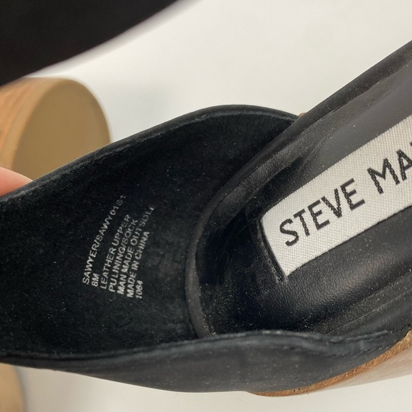 Steve‎ Madden Sawyer Black Ankle Strap Leather Upper Islet Laser Cut Sandals 8 M - Picture 11 of 13